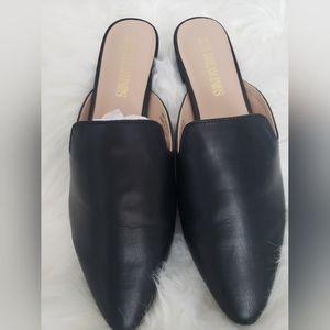 DREAM PAIRS Women's Flat Mules Pointed Toe Backless Loafer Shoes, 9.5